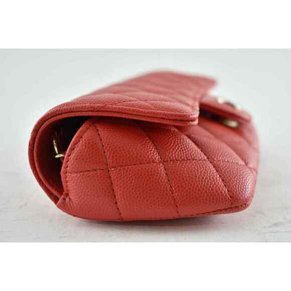 Chanel 22C Red Caviar Classic Glasses Case On Chain Clutch CC Shoulder Crossbody - Picture 7 of 12
